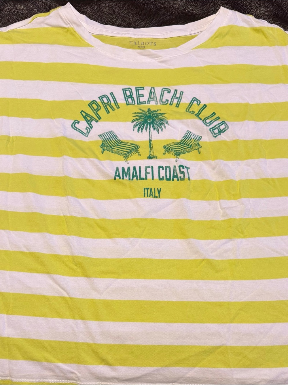 *** PLUS SIZE SALE *** Talbots Yellow & White Striped Capri Beach Club Tee
